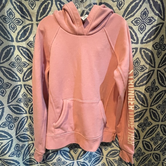 Athleta Girl Pink Cozy Sweatshirt Stronger Together Girls Medium 8/10 Fleece - Picture 1 of 13